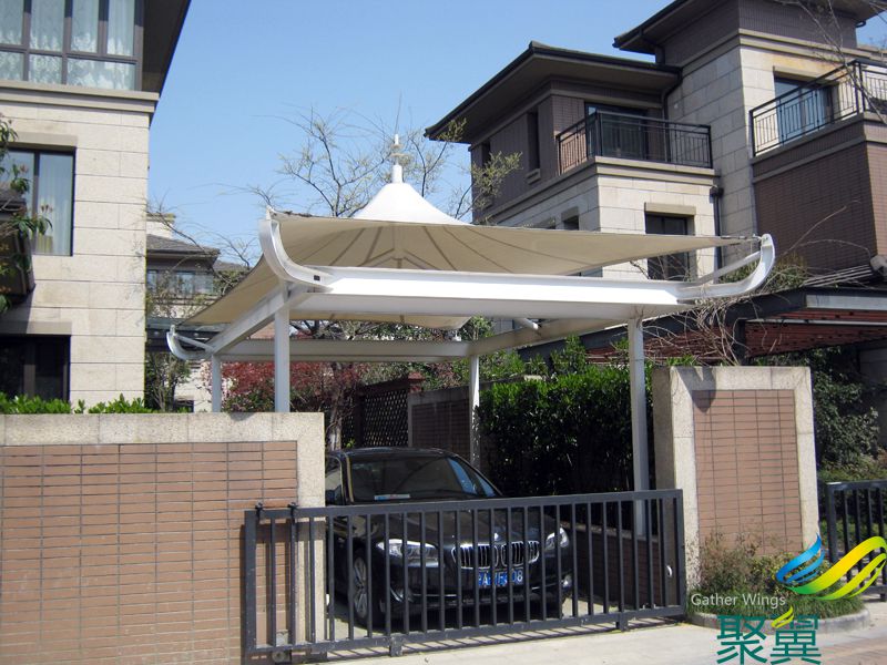 別墅小區車棚,別墅車棚款式選擇膜結構車棚質保30年,采用全進口面料