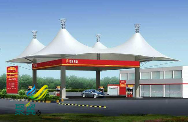 新穎美觀鋼加油站膜結構車棚特點|膜結構車棚優勢