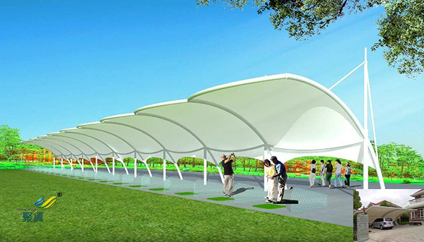 上海鋼膜結構自動汽車停車棚批發定做家用廠家圖片