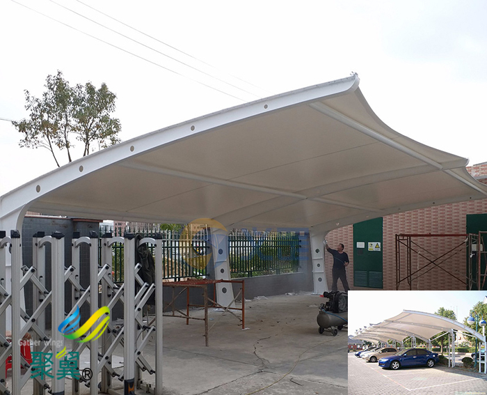 上海鋼膜結構停汽自行充電樁車棚景觀安裝價格