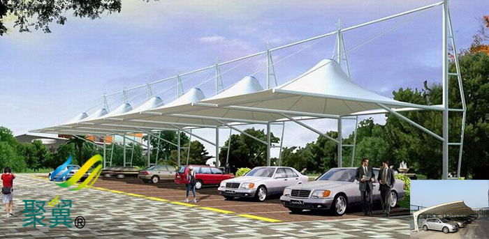 合肥膜結構汽車停車棚景觀棚圖紙安裝廠家