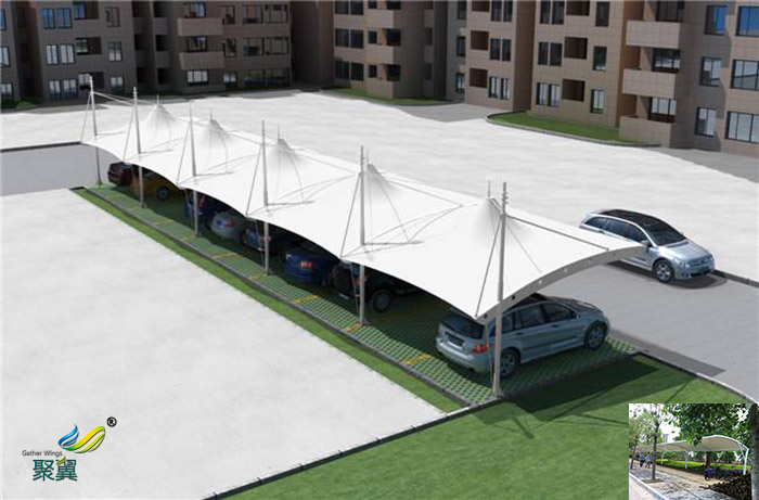 合肥安裝膜結構汽車停車棚景觀棚圖紙工程