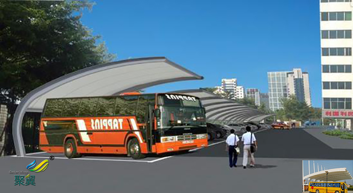 蘇州戶外小區大巴膜結構汽車停車車棚安裝施工圖