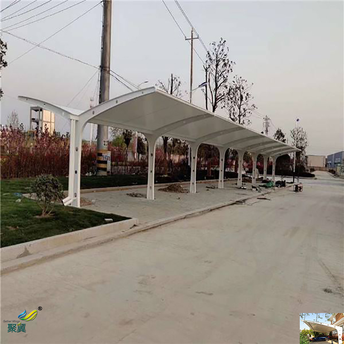 上海雙開膜結構非機動充電樁車棚高度廠家施工圖