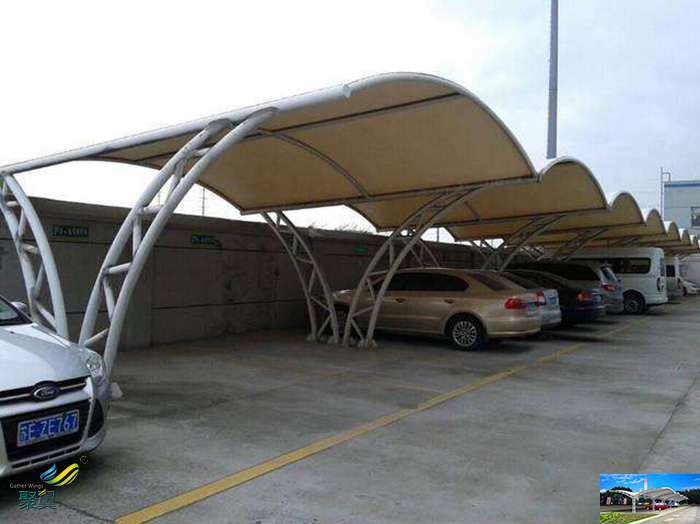 蘇州張拉景觀鋼膜結構充電樁汽車停車棚安裝設計圖