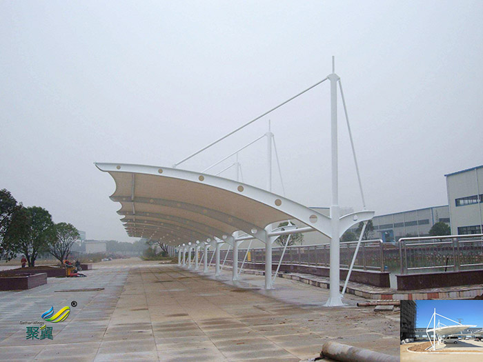 浙江張拉鋼膜結構非機動汽車停車棚施工方案施工圖