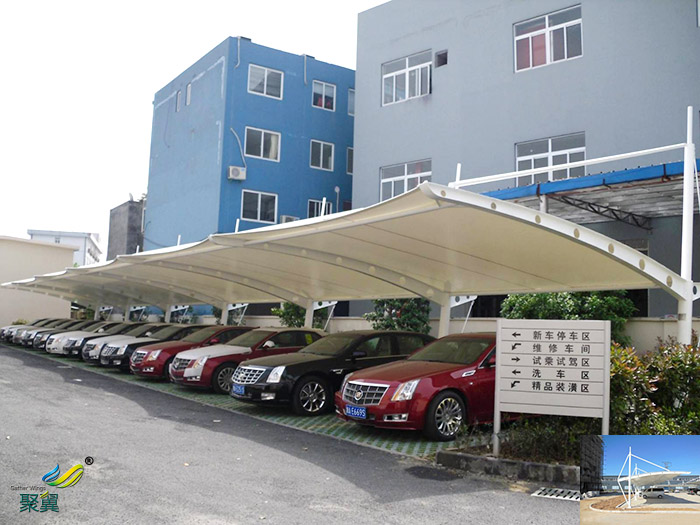 浙江景觀張拉膜結構汽車停車棚設施設計公司圖片工程