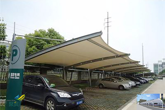 杭州實惠的膜結構自行汽停車棚圖片廠家供應工程