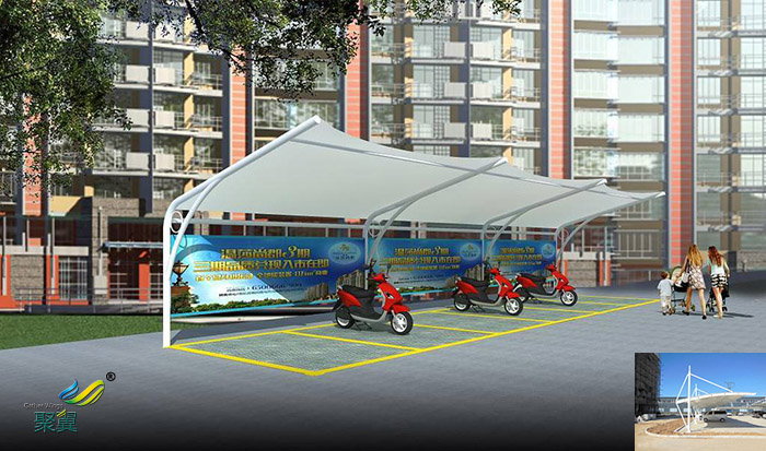 浙江景觀膜結構棚汽車停車棚公司工程設計圖片