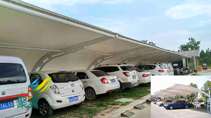 山東張拉鋼膜結構定制停汽車充電樁車棚景觀價格安裝