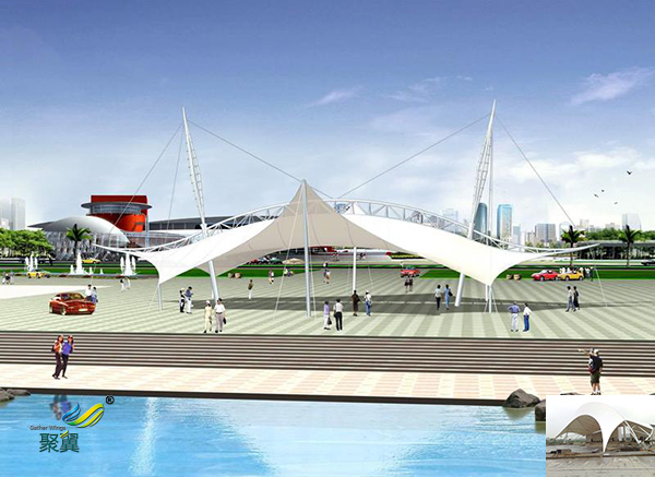 安徽膜結構室內張拉膜景觀棚膜材安裝施工效果圖規格