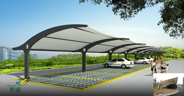 蘇州鋼膜結構自行汽車停車棚景觀定制安裝廠家工程價格