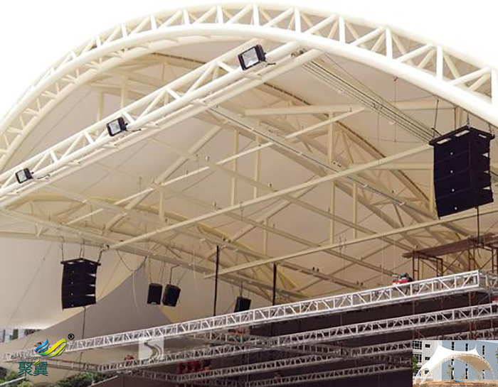 信陽搭建演出屋頂舞臺社區膜結構雨棚遮陽篷設計圖工程