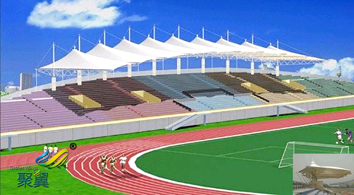 安康膜結構屋頂舞臺膜結構遮陽篷雨棚效果圖