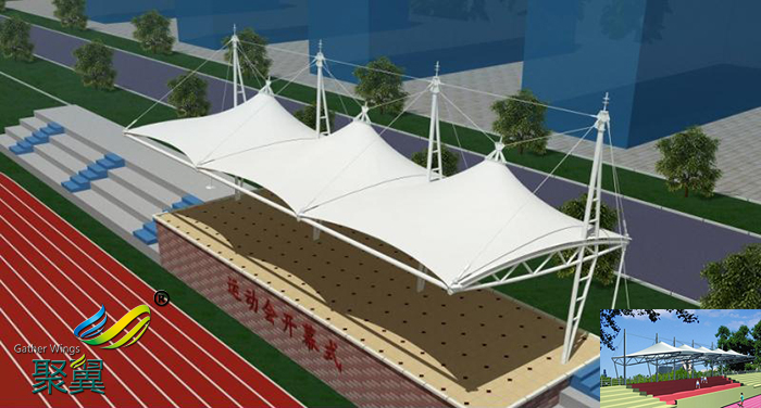 陜西省膜結(jié)構(gòu)體育中心看臺(tái)球場(chǎng)膜設(shè)計(jì)效果圖