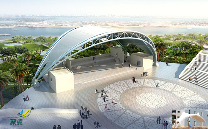 廣東社區表演屋頂舞臺膜結構廠家設計方案圖材質