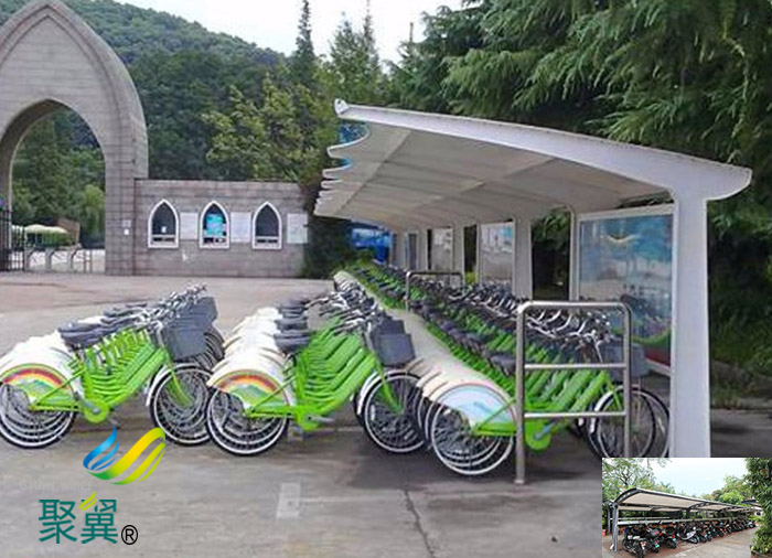 四川戶外膜結構非機動停車車棚定做施工圖生產廠家