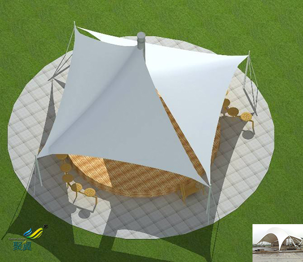 山東景觀張拉膜結構定制汽車充電樁停車棚景觀安裝效果圖