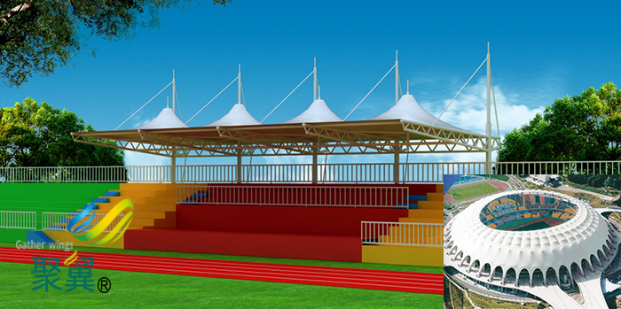 上海膜結(jié)構(gòu)露天體育看臺(tái)球場(chǎng)膜尺寸分布圖