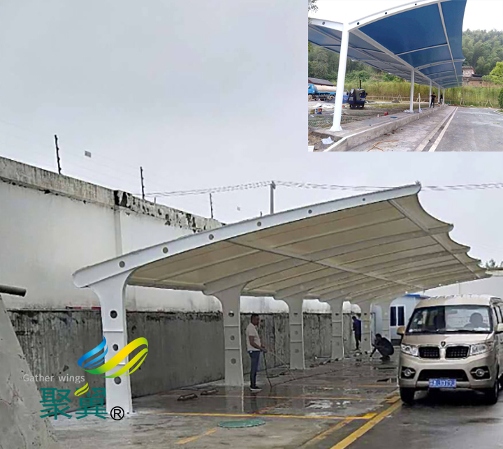 膜結構車棚汽車車棚雨天施工養護注意事項 