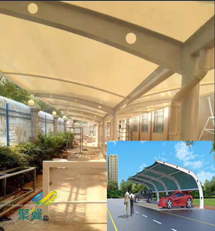 膜結(jié)構(gòu)車輛停放方便|停車棚施工安裝