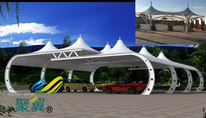 膜結構車棚造價大概多少錢一平方|工程小品豐碩多彩