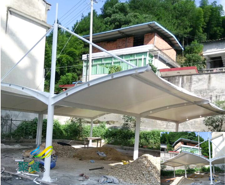 上海膜結構停車棚施工組圖必看|打破傳統結構