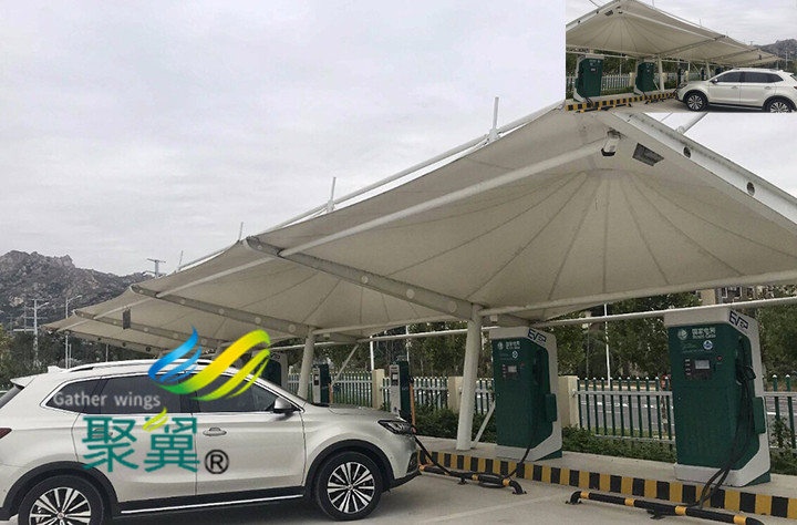 膜結構車棚一平方價格|斜拉桿停車棚棚架