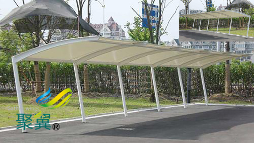 膜結構停車棚哪些優點|膜結構車棚遮風擋雨