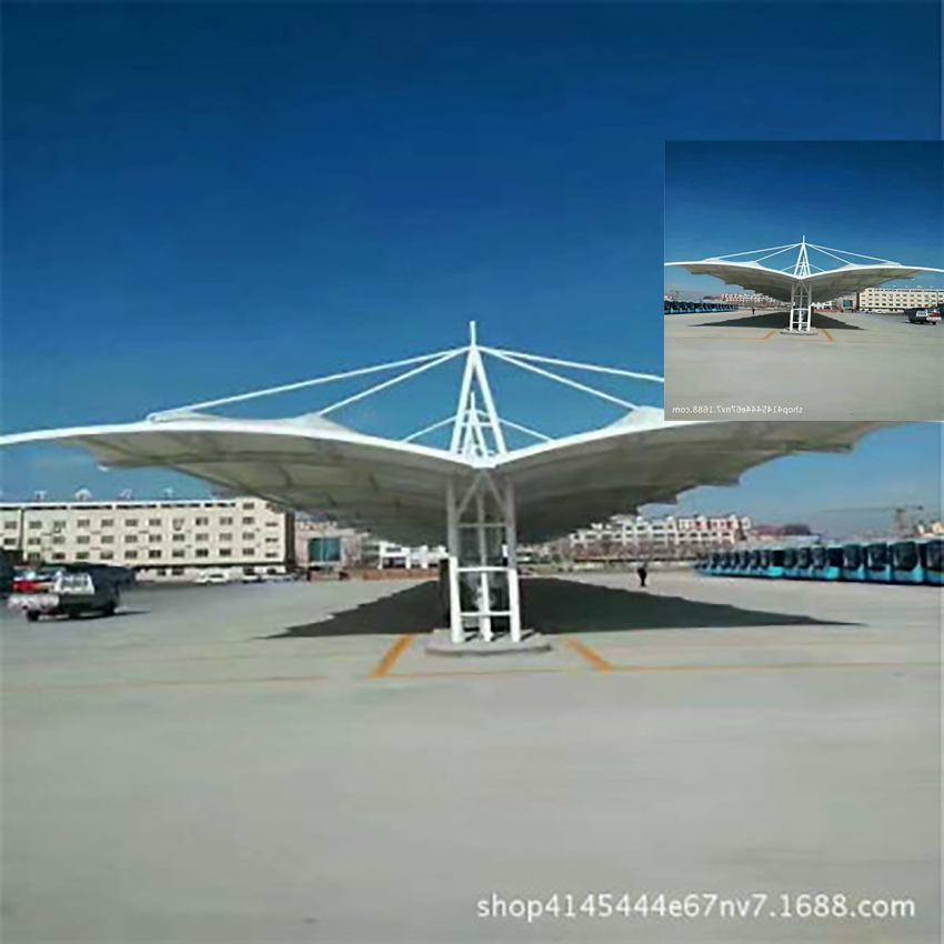 上海雙開式膜結構車棚自行車棚安裝案列流程