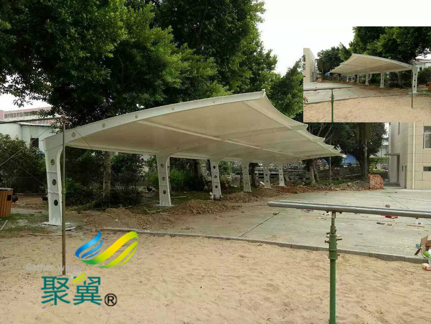  膜結構停車棚設計|汽車停車棚人性化設計  