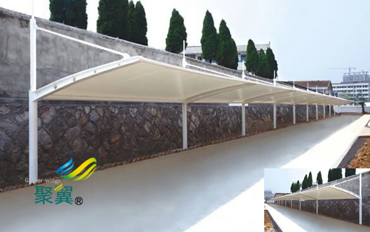  膜結(jié)構(gòu)車棚造型豐富多彩|膜材外觀潔凈美觀