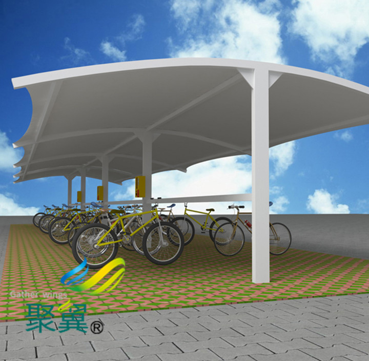 張拉膜結構車棚景觀安裝|符合車棚建筑標準   
